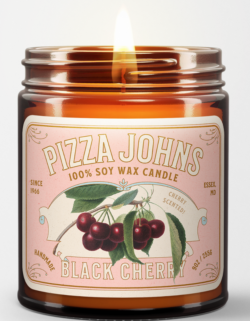 Pizza Johns Since 1966 Black Cherry Candle