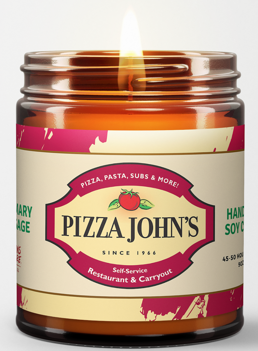 Pizza Johns Maryland Theme Candle